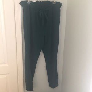 Gently used Emerald green paper bag pants
